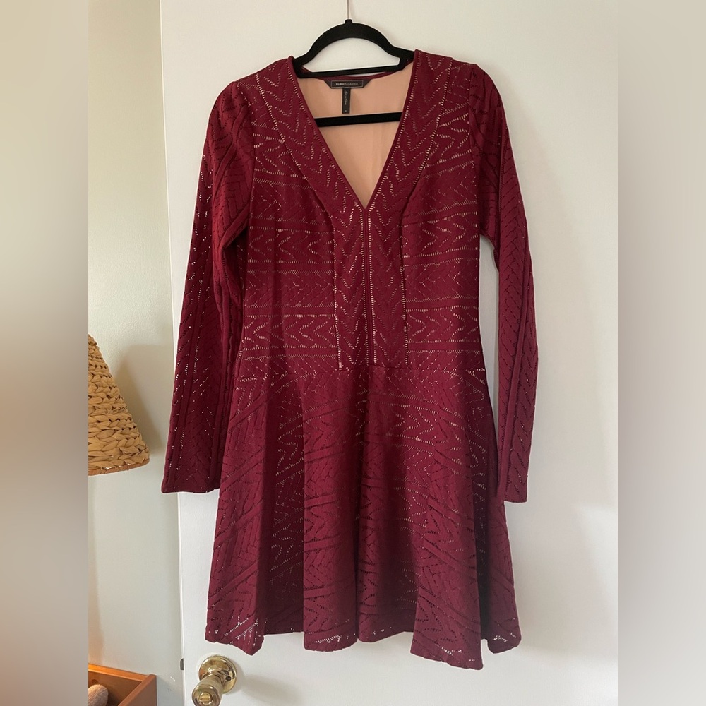 BCBGMaxAzria Deep Red Long Sleeve Dress